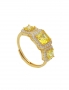 Sterling Silver Ring in Yellow Gold with 3 Yellow Zirconia. Photo Nr. 1