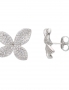 925 Sterling Silver Flower Earrings with Zirconia. Photo Nr. 1