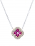 Sterling Silver Necklace 40+5 cm with Four-Leaf Clover Pendant. Photo Nr. 1
