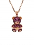 Sterling Silver Necklace with Bear Pendant in Rose Gold, Adorned with Black and Pink Zirconia. Photo Nr. 1