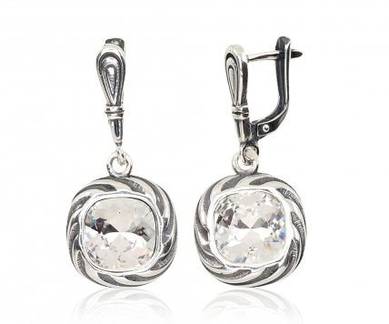 Silver earrings with english lock. Photo Nr. 1