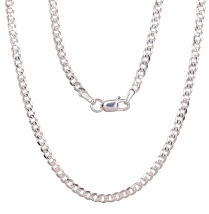 Silver chain Curb 2.5 mm, diamond cut. Photo Nr. 1