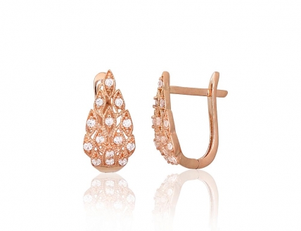 Gold earrings with english lock. Photo Nr. 1