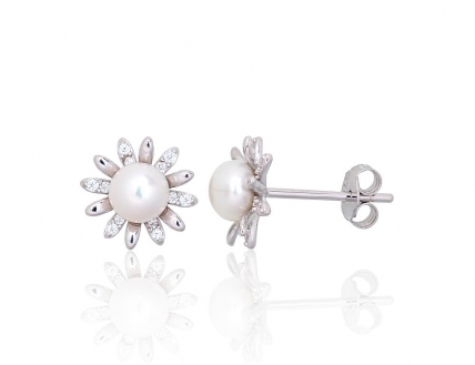Silver stud earrings. Photo Nr. 1