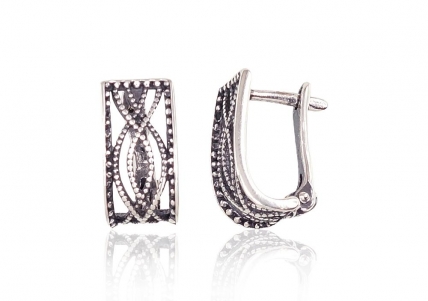 Silver earrings with english lock. Photo Nr. 1