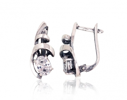 Silver earrings with english lock. Photo Nr. 1