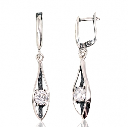 Silver earrings with english lock. Photo Nr. 1