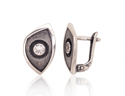 Silver earrings with english lock. Photo Nr. 1