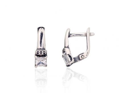 Silver earrings with english lock. Photo Nr. 1