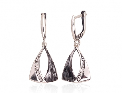 Silver earrings with english lock. Photo Nr. 1