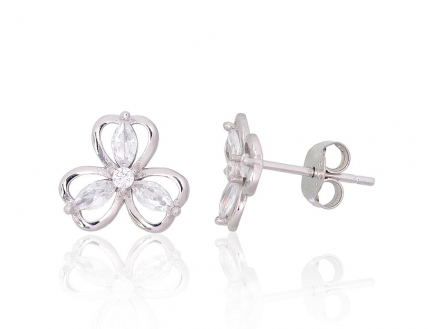 Silver stud earrings. Photo Nr. 1