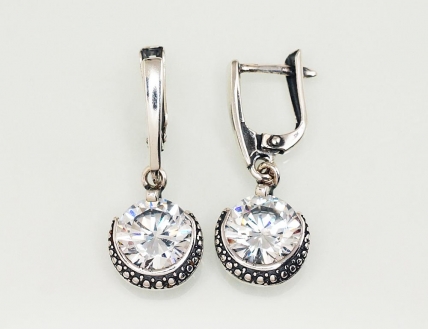 Silver earrings with english lock. Photo Nr. 1
