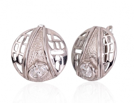 Silver earrings with english lock. Photo Nr. 1