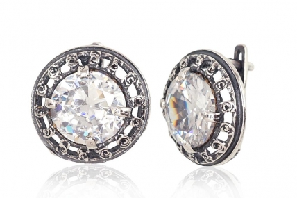 Silver earrings with english lock. Photo Nr. 1