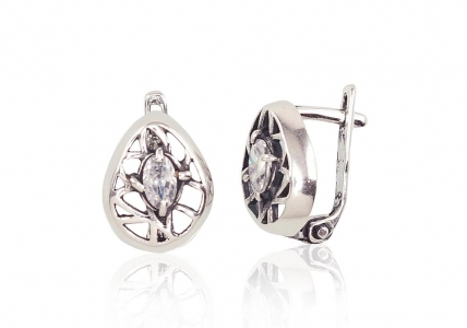 Silver earrings with english lock. Photo Nr. 1