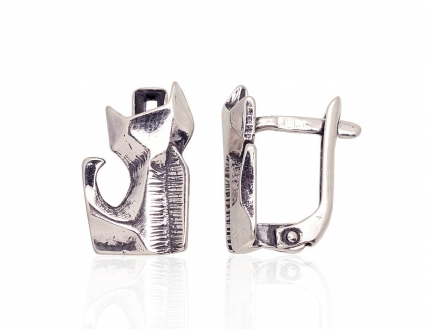 Silver earrings with english lock. Photo Nr. 1