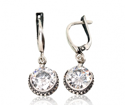 Silver earrings with english lock. Photo Nr. 1