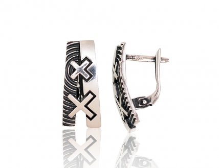 Silver earrings with english lock. Photo Nr. 1