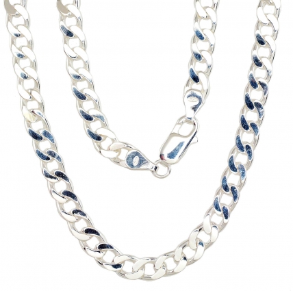 Silver chain Curb 5,9 mm, diamond cut. Photo Nr. 1