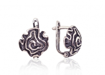 Silver earrings with english lock. Photo Nr. 1