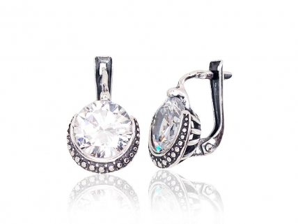 Silver earrings with english lock. Photo Nr. 1