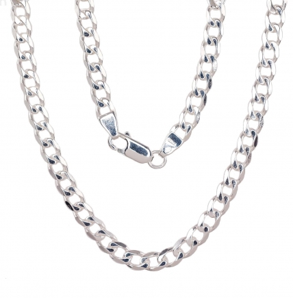 Silver chain Curb 4.1 mm, diamond cut. Photo Nr. 1