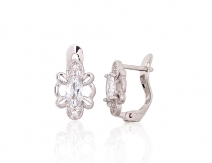 Silver earrings with english lock. Photo Nr. 1