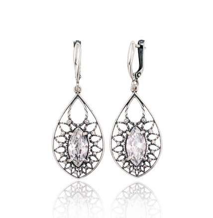 Silver earrings with english lock. Photo Nr. 1