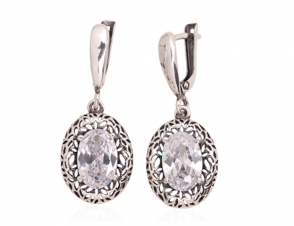 Silver earrings with english lock. Photo Nr. 1