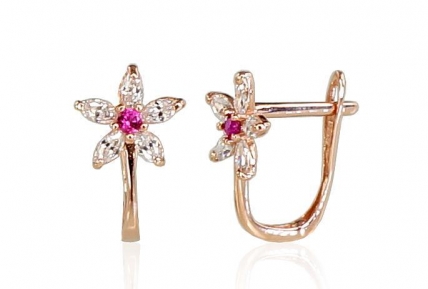 Gold earrings with english lock. Photo Nr. 1