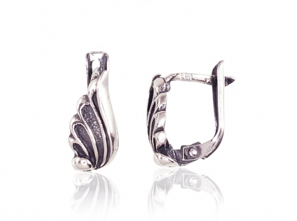 Silver earrings with english lock. Photo Nr. 1