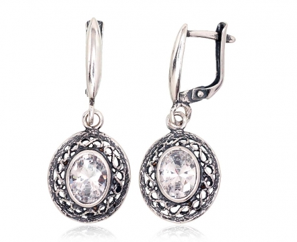 Silver earrings with english lock. Photo Nr. 1