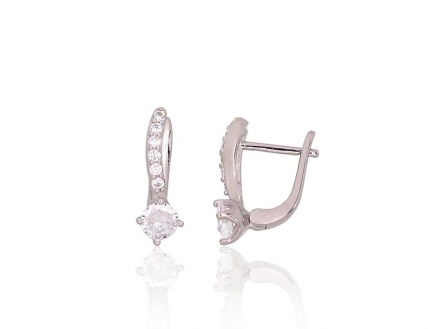 Silver earrings with english lock. Photo Nr. 1