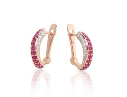 Gold earrings with english lock. Photo Nr. 2