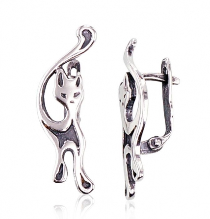 Silver earrings with english lock. Photo Nr. 1
