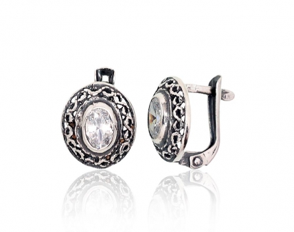 Silver earrings with english lock. Photo Nr. 1