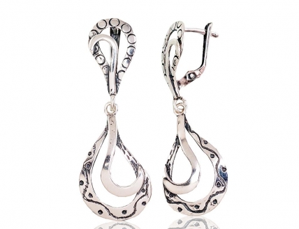 Silver earrings with english lock. Photo Nr. 1