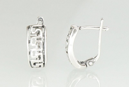 Silver earrings with english lock. Photo Nr. 1