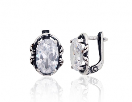 Silver earrings with english lock. Photo Nr. 1