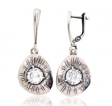 Silver earrings with english lock. Photo Nr. 1