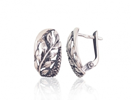Silver earrings with english lock. Photo Nr. 1