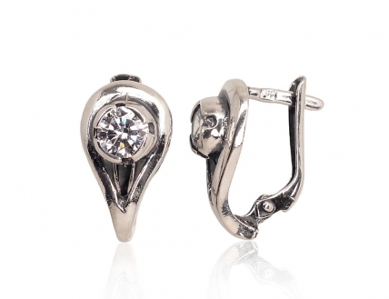 Silver earrings with english lock. Photo Nr. 1
