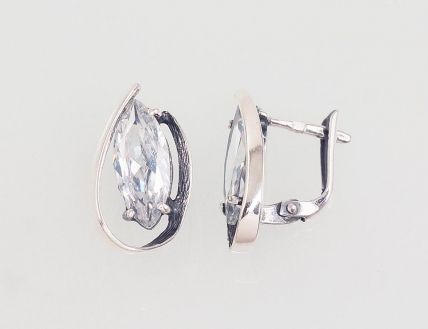 Silver earrings with english lock. Photo Nr. 1