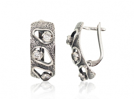 Silver earrings with english lock. Photo Nr. 1