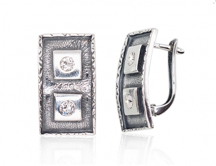 Silver earrings with english lock. Photo Nr. 1