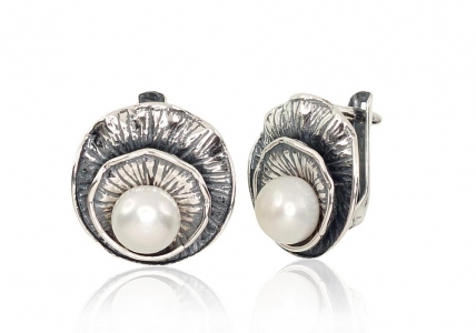 Silver earrings with english lock. Photo Nr. 1