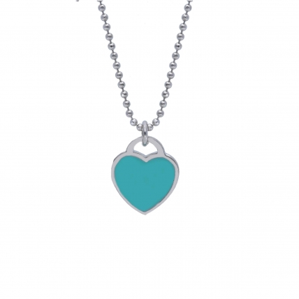 Sudraba ķēdīte ar smaragda sirsniņas kulonu Tiffany stilā. Attēls Nr. 1