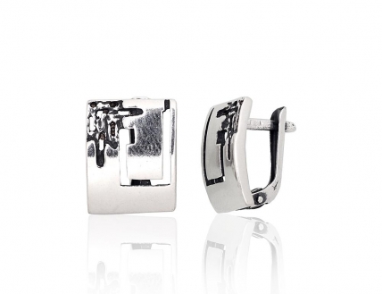 Silver earrings with english lock. Photo Nr. 1