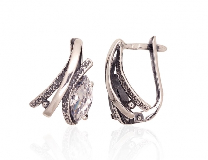Silver earrings with english lock. Photo Nr. 1