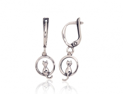 Silver earrings with english lock. Photo Nr. 1